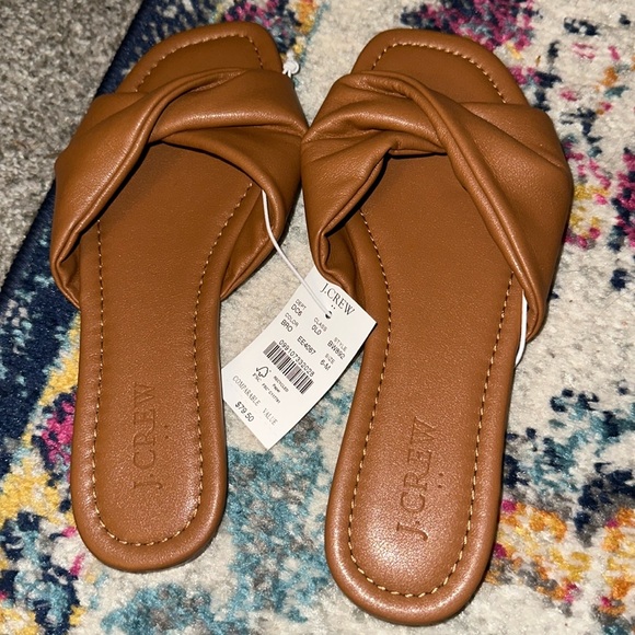 J. Crew Shoes - J. Crew // pleather slide twist knot sandals in brown